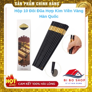 FREESHIP- Bộ 10 đôi đũa ăn hợp kim đầu bọc vàng phong cách Nhật Bản BIBOSHOP