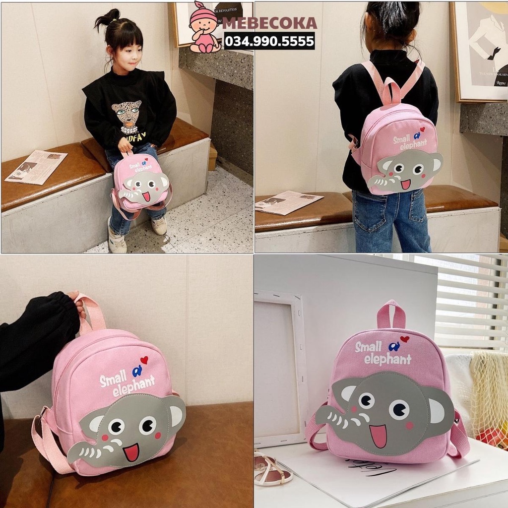 Balo cho bé ,Ba lô mẫu giáo nhà trẻ lớp lá lớp mầm họa tiết VOI CUTE siêu dễ thương cho bé từ 1 tuổi