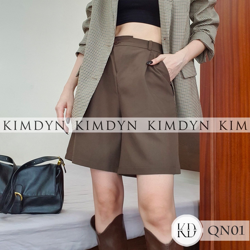Quần short nữ ống rộng quần đùi lưng thun khoá kéo KimDyn [KDQN01]