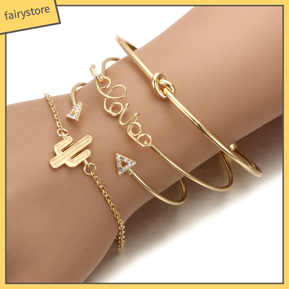 Bộ 4 vòng đeo tay kiểu dáng đa dạng thời trang