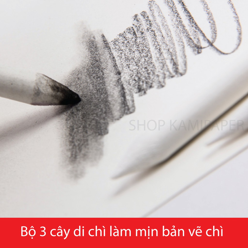 di chì, bộ 3 bút di chì làm mịn bản vẽ chì