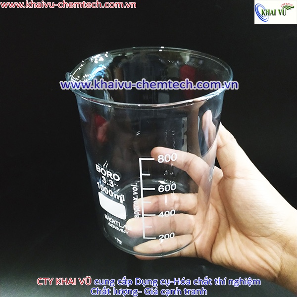 [Hãng Wertlab-Đức] Cốc có mỏ chia vạch thủy tinh chịu nhiệt 1000ml 600ml