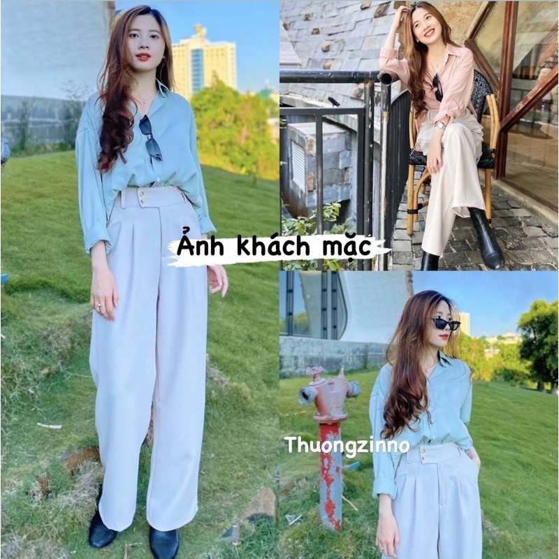 [Ảnh thật/Video] Quần Ống Rộng Hack Dáng Màu Nâu Choco Sang Chảnh