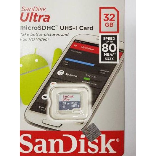 Thẻ Microsd Ultra Uhs-I 80mbps (32Gb) Hiệu Sandisk