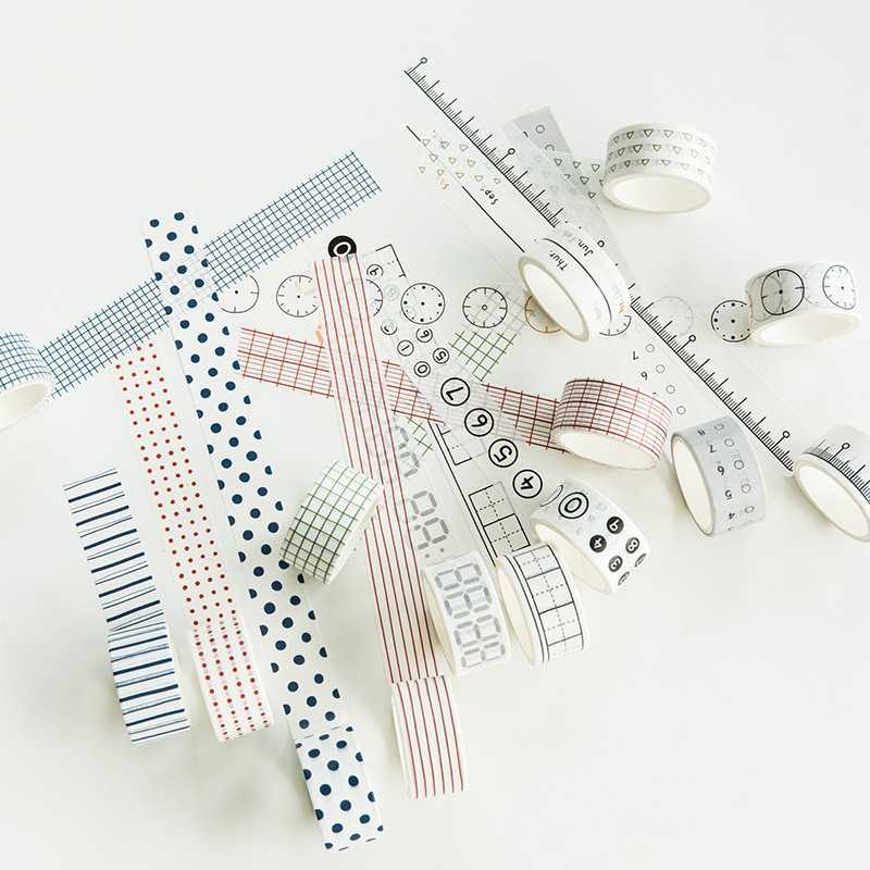 Băng dính trang trí Washi tape Yanji kích thước 20 mm x3m x 3 cuộn