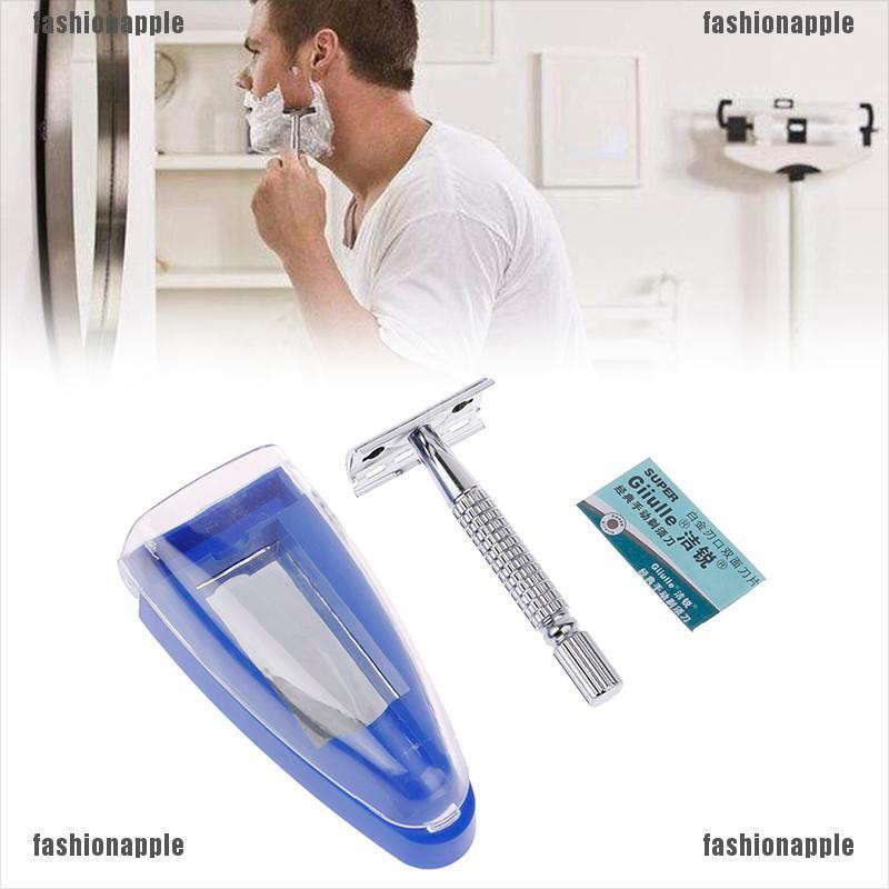 [Hàng mới về] Dao cạo râu cán thép không gỉ hai mặt tiện lợi cho nam
