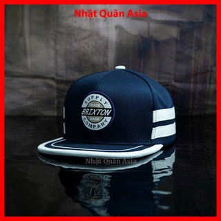 Nón Brixton xanh navy phối trắng snapback