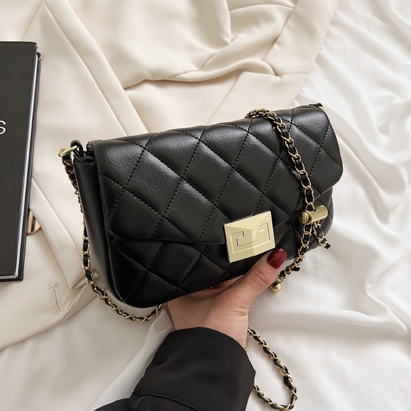 Túi Đeo JASMIN NOIR Chéo Họa Tiết Kẻ Sọc Phối Dây Xích Chần Bông Cho