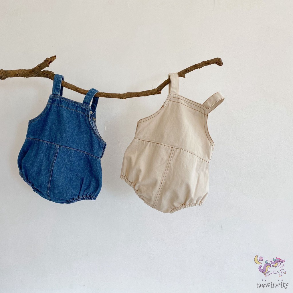 Quần yếm denim dễ thương phong cách Hàn Quốc thời trang dành cho trẻ em