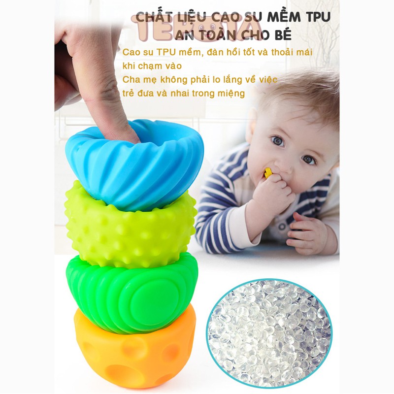 Bóng Cho Bé Chơi Bóng Xúc Giác Mềm Cho Bé  Phát Triển Xúc Giác Thị Giác Thính Giác Cầm Tay Bóp Kêu Chip Gặm Nướu B01