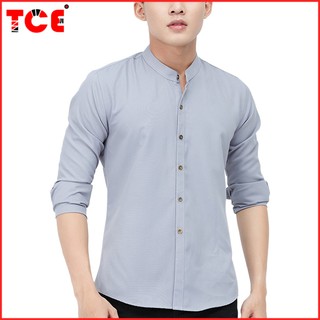 Áo Sơ Mi Nam Cổ Tàu Vải Lụa Trơn Không Nhăn Chống Xù, Sơ mi nam dáng ôm body Hàn Quốc