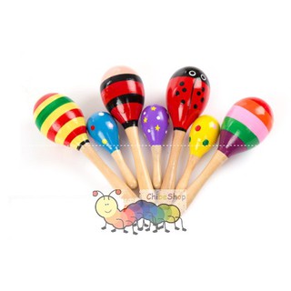 Lục Lạc Gỗ Cầm Tay Nhạc Cụ Maracas Cho Bé Loại 20cm - Màu sắc ngẫu nhiên