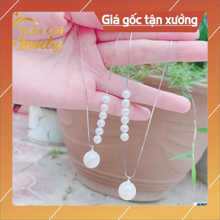 Dây Chuyền Bạc ⚡GIẢM 50%⚡ Vòng Cổ Bạc Nữ Kết Hợp Ngọc Trai Nhân Tạo Kiểu Dáng Độc Lạ, Quyến Rũ FREE SHIP