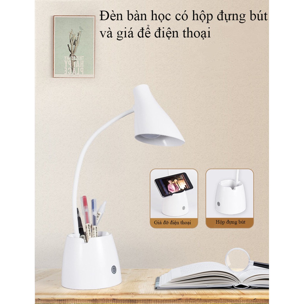 Đèn Học Để Bàn, Chống Cận, Đọc Sách, Cảm Ứng Tích Điện Thông Minh - Pin 2500mah - Chính Hãng - VinBuy