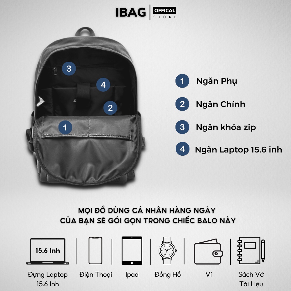Balo da thời trang nam nữ da PU cao cấp chống nước cặp đi học đi chơi ulzzang đựng laptop 15.6 inh - 𝑰𝑩𝑨𝑮