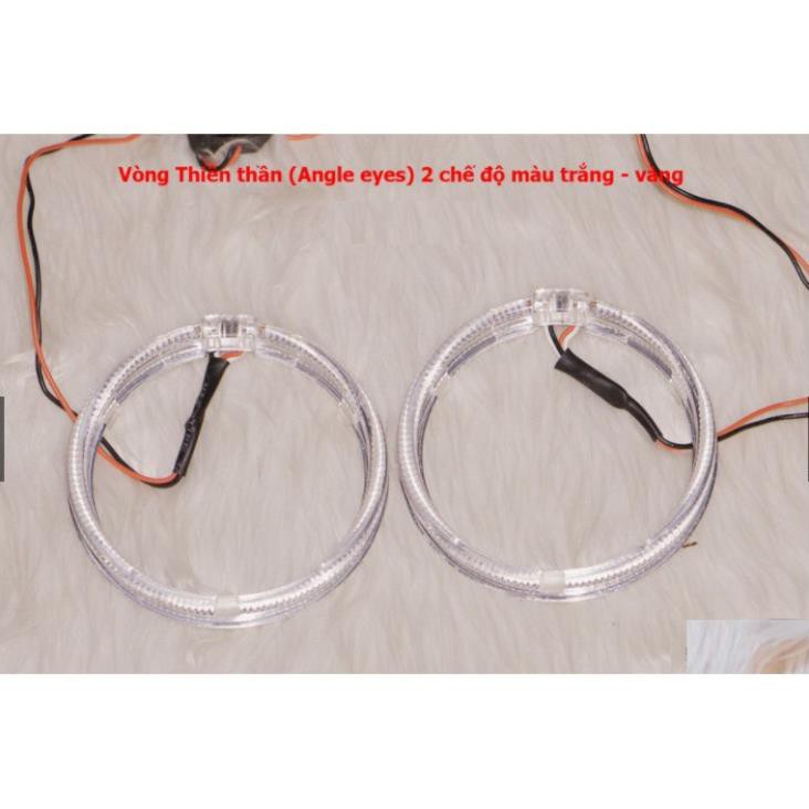 Vòng thiên thần led trang trí vòng AE viền ngoài độ đèn bi cầu 2 chế độ demi trắng và xi nhan vàng Angle Eyes