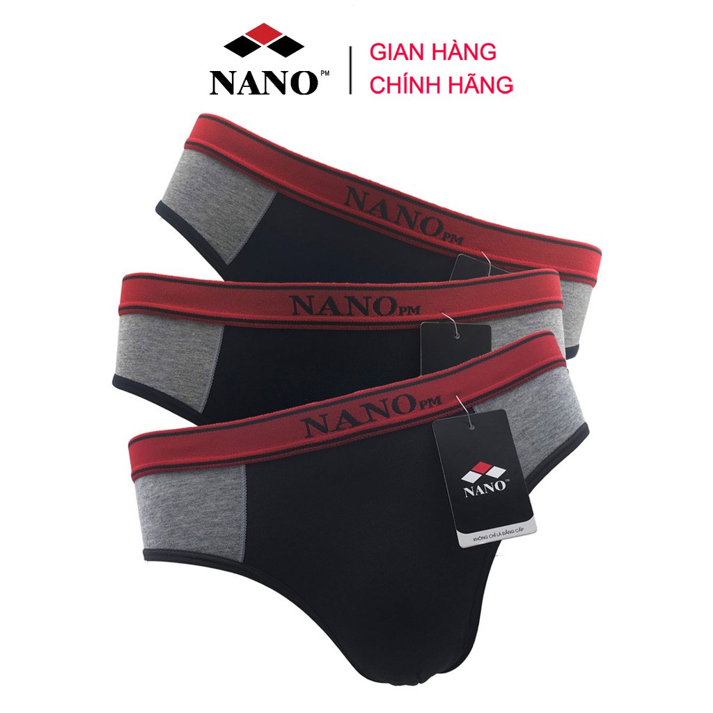 Combo 3 quần lót nam tam giác thời trang NANO NA02, vải Cotton mềm mại, thoáng mát