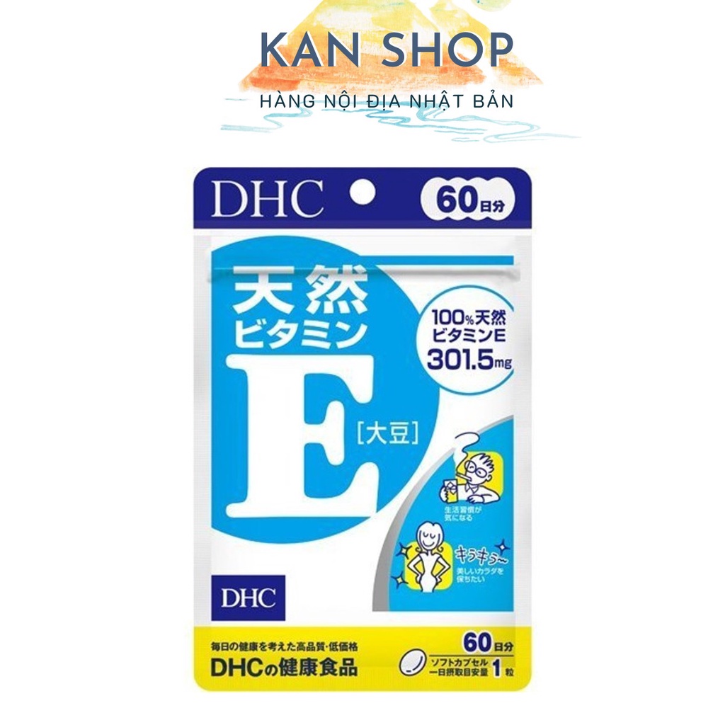 Viên uống Vitamin E Nhật Bản | Gói 60 viên dùng trong 60 ngày | 4511413405055 | Kan shop hàng Nhật
