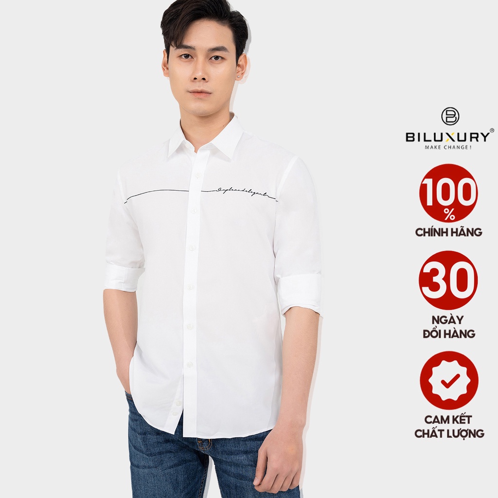 Áo sơ mi nam trắng dài tay Biluxury SMDT018TRK vải nano cao cấp chống nhăn thanh lịch
