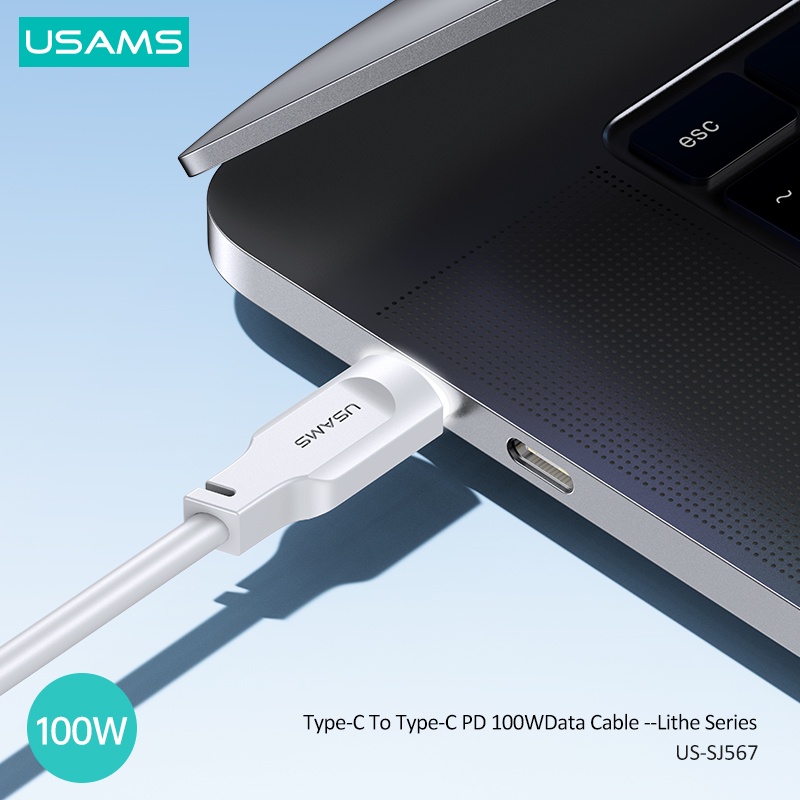 Usams Dây Cáp Sạc Nhanh PD 100W 6A Type C Có Đèn LED
