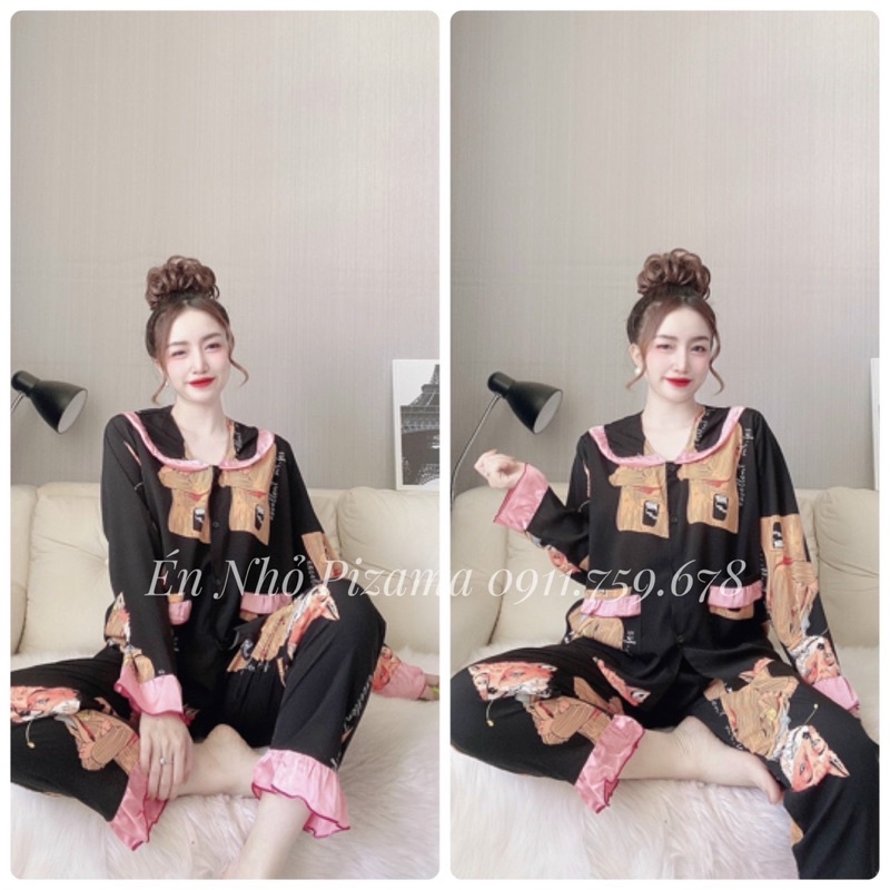 Đồ Bộ Pijama Bigsize Tay Dài Lụa Mai Ngô Cao Cấp 50kg-110kg | BigBuy360 - bigbuy360.vn