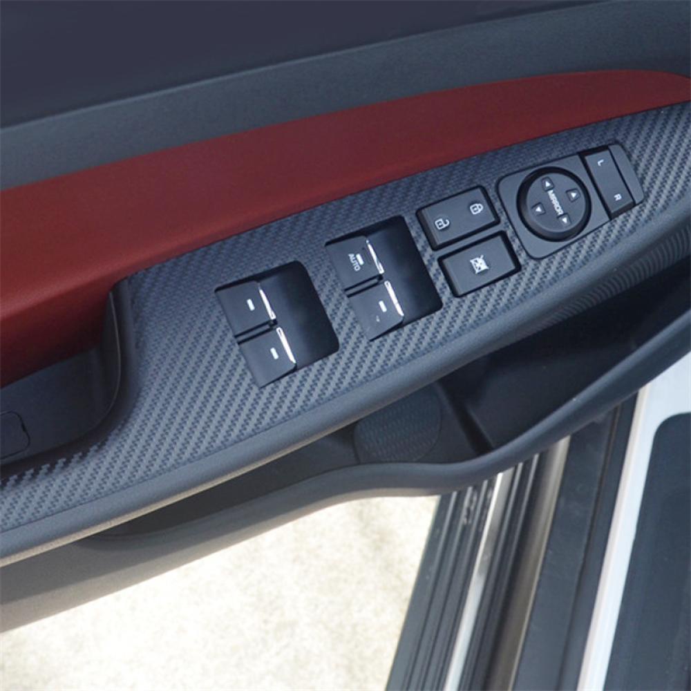 Set 4 Miếng Dán Sợi Carbon Trang Trí Bảng Điều Khiển Nâng Cửa Sổ Xe Hơi Cho Hyundai Tucson 2015-2018 S3Y9