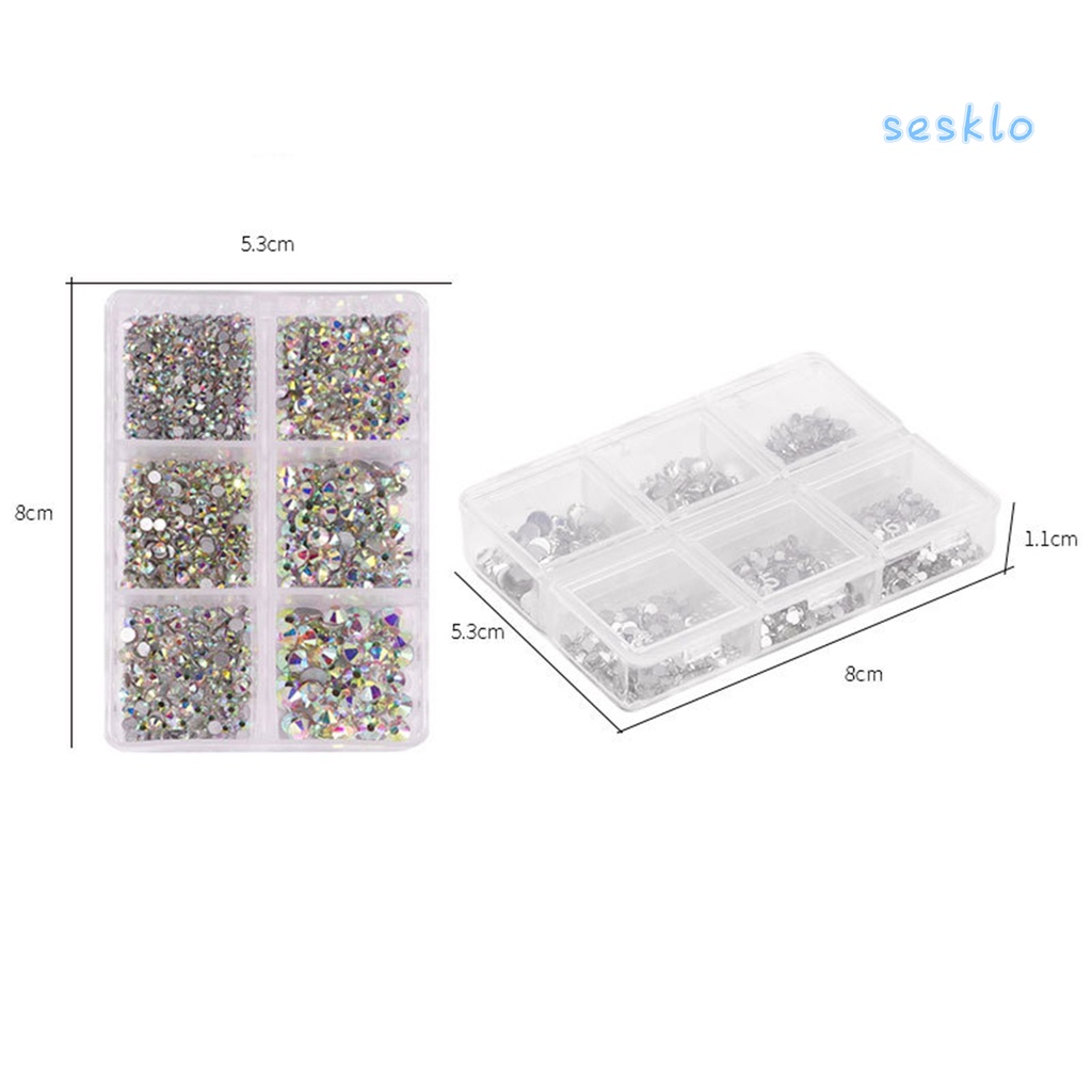 Hộp 6 Ngăn Đựng Hạt Kim Cương Giả Đa Năng Nhiều Hình Dạng Trang Trí Móng Tay Nghệ Thuật