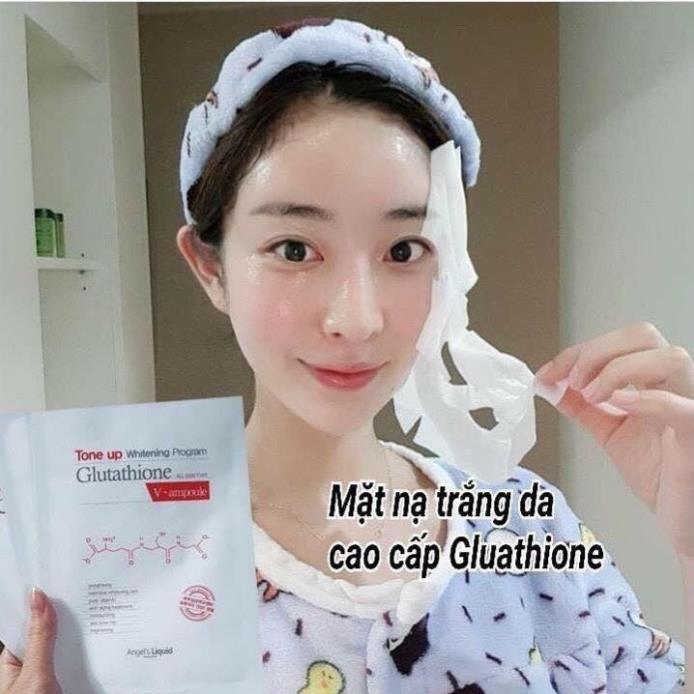 Mặt Nạ Dưỡng Trắng Sáng Da Angel’s Liquid Tone Up Whitening Program Glutathione V-Ampoule Mask 25g - Miss Xinh