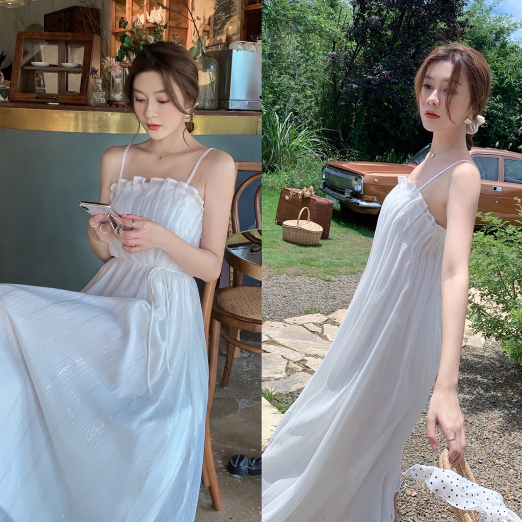 Đầm hai dây dáng xòe midi Emilyshop ulzzang