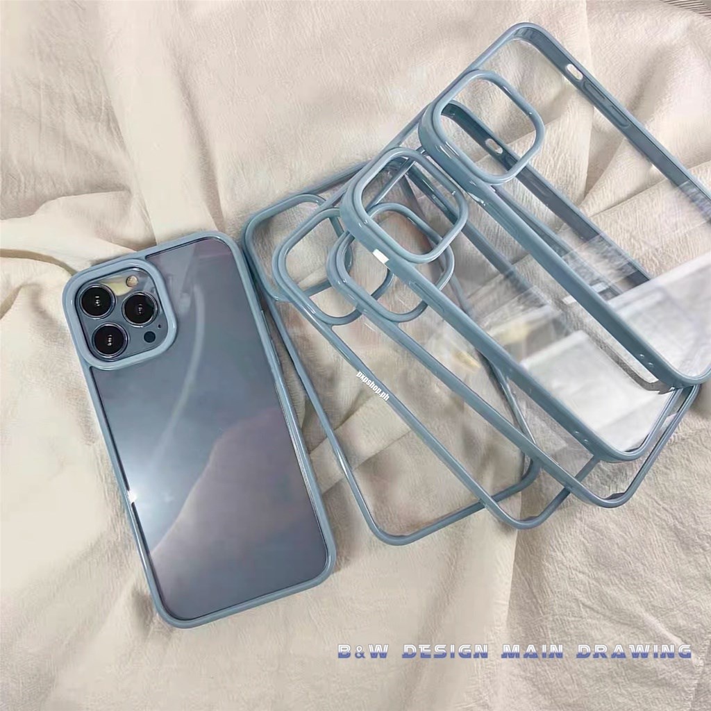 Ốp Điện Thoại Silicon Mềm Trong Suốt Viền Màu Kẹo Chống Sốc Cho iPhone 13 12 11 Pro MAX XR IX XS MAX 7 8 Plus