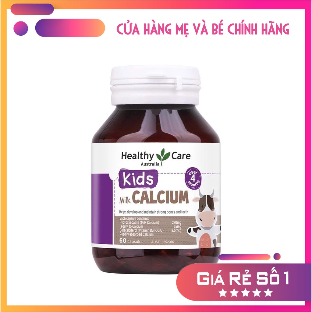 Viên bổ sung Canxi cho trẻ Milk Calcium Healthy Care 60 Viên