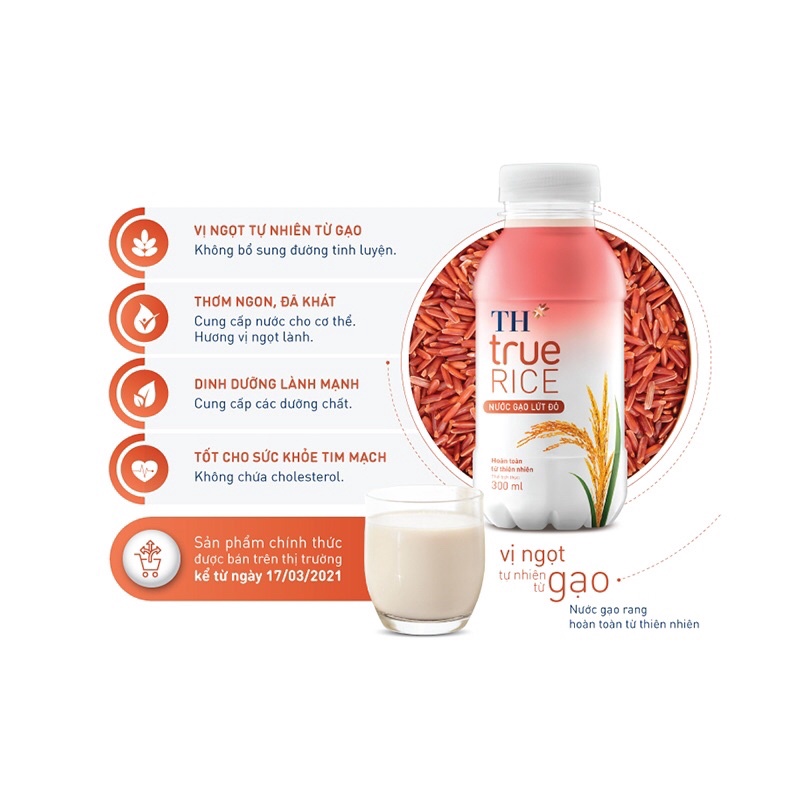 Nước gạo lức đỏ TH TRUE RICE 300ml 1 lốc 6 chai