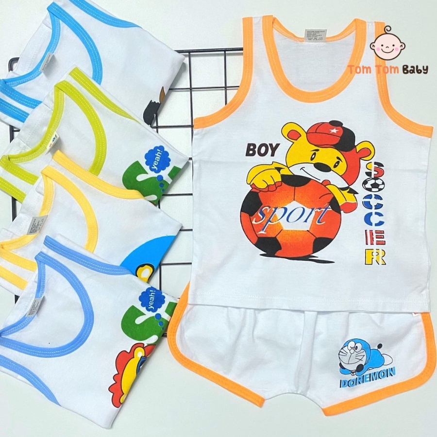 (Combo 5 bộ) Bộ chíp sát nách, quần áo ba lỗ cho bé mặc mùa hè (GIÁ GỐC TẠI XƯỞNG)- MS20