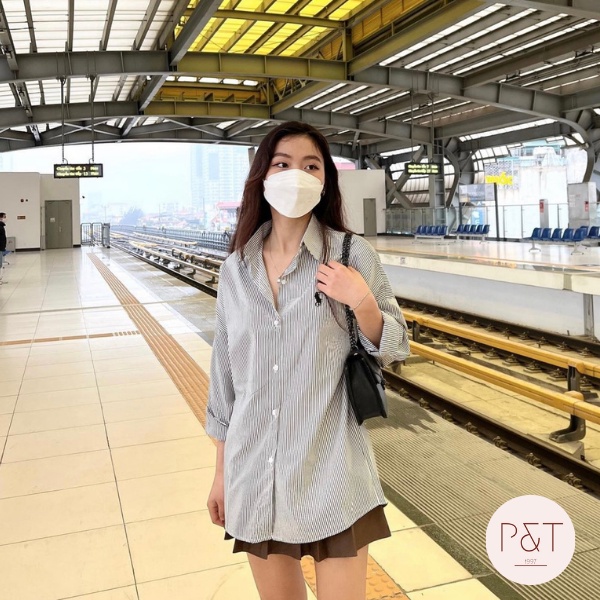 Áo Sơ Mi Nữ Thêu Ngựa , Áo Sơ MI Dáng Rộng Phong Cách Hàn Quốc