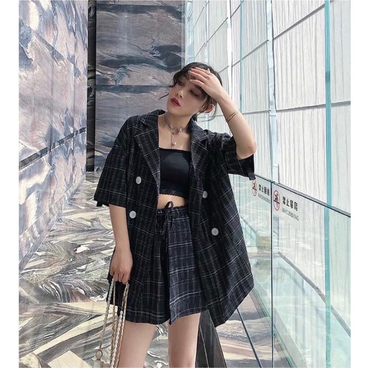 set áo kẻ + quần