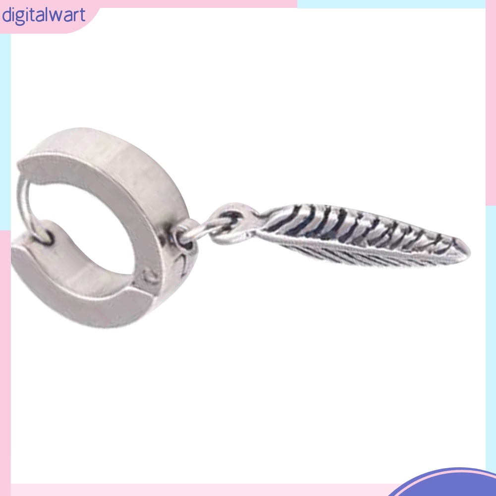 1 Chiếc Bông Tai Hình Lông Vũ Bằng Thép Không Gỉ Cá Tính Dành Cho Nam