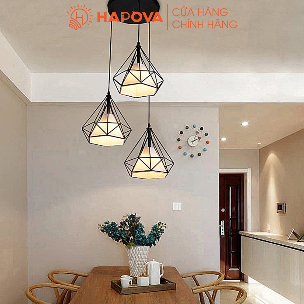 Bộ 3 Đen thả, đèn trang trí kim cương HAPOVA YOSINO 6527/380/3