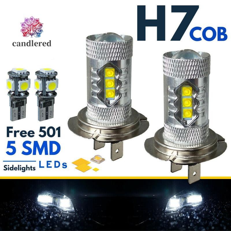 Bóng Đèn Led Phá Sương Mù 80w H7 T10 5 Smd Cho Xe Hơi