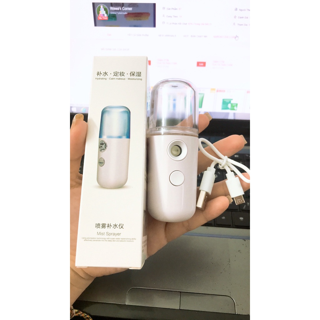 MÁY PHUN SƯƠNG XÔNG MẶT MINI CẦM TAY HỖ TRỢ DƯỠNG DA CẤP ẨM TỐI ĐA