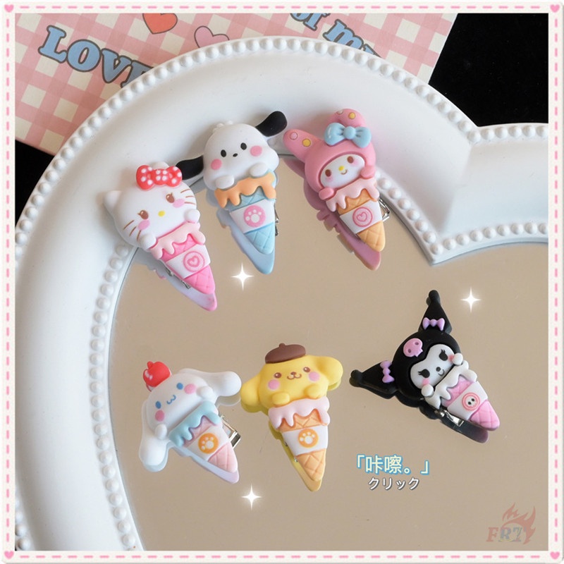 ☀ Kẹp Tóc Hình Cinnamoroll / Melody / Kuromi / Pom Pom Purin / Pochacco / Hello Kitty ☀ 1 Kẹp Tóc Hình Chú Vịt Hoạt Hình Ngọt Ngào Thời Trang