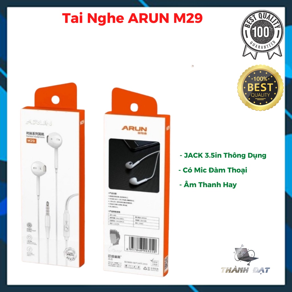 Tai nghe nhét tai Arun M29/WEKOME YA02  jack 3.5 cho các dòng máy âm thanh siêu hay ( Full Box )