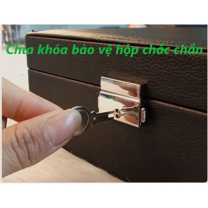 (CAO CẤP) Hộp đựng trang sức bọc da hai tầng có khóa - hộp đựng nữ trang cao cấp Giá Rẻ