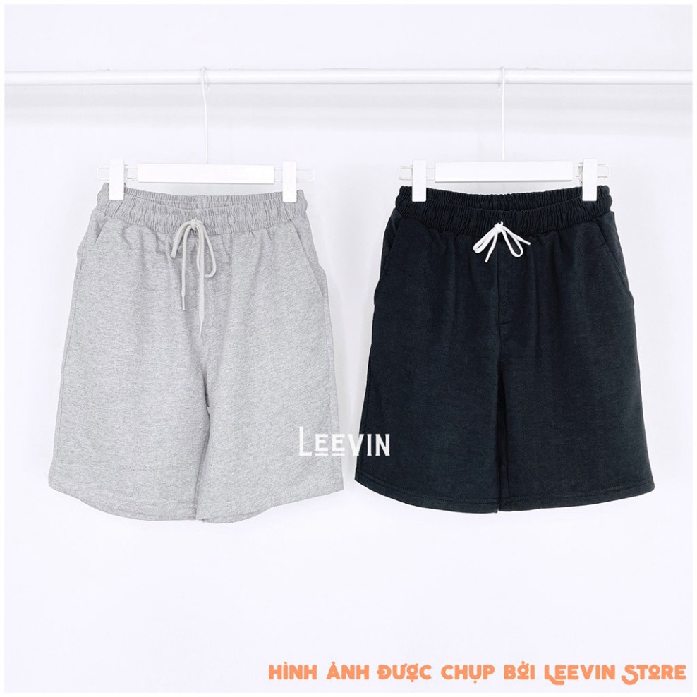 (Hàng Sỉ) Quần Short Nam Nữ Unisex THUN BASIC Form Rộng Simple - Kiểu quần đùi thun trơn co dãn màu đen xám Leevin Store