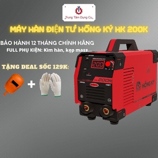 Máy hàn que điện tử hồng ký hk 200k tặng kèm mặt nạ hàn và bao tay len