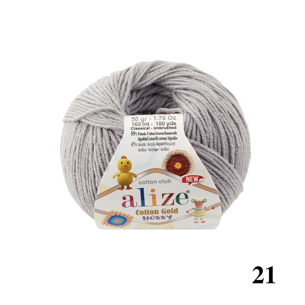 Cuộn len hè trơn đan móc thú Cotton Gold Hobby Baby New hãng Alize