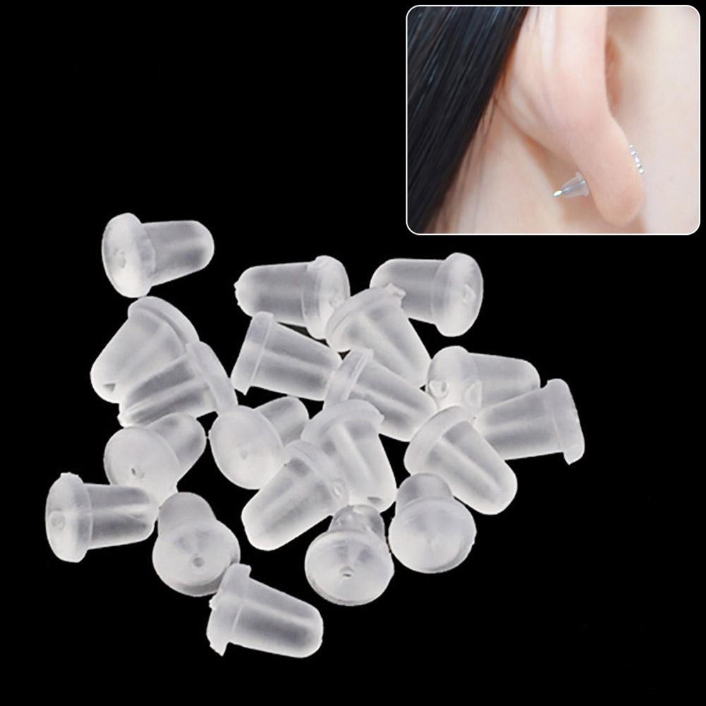 Set 100 Nút Chặn Bông Tai Bằng Nhựa Mềm Trong Suốt An Toàn