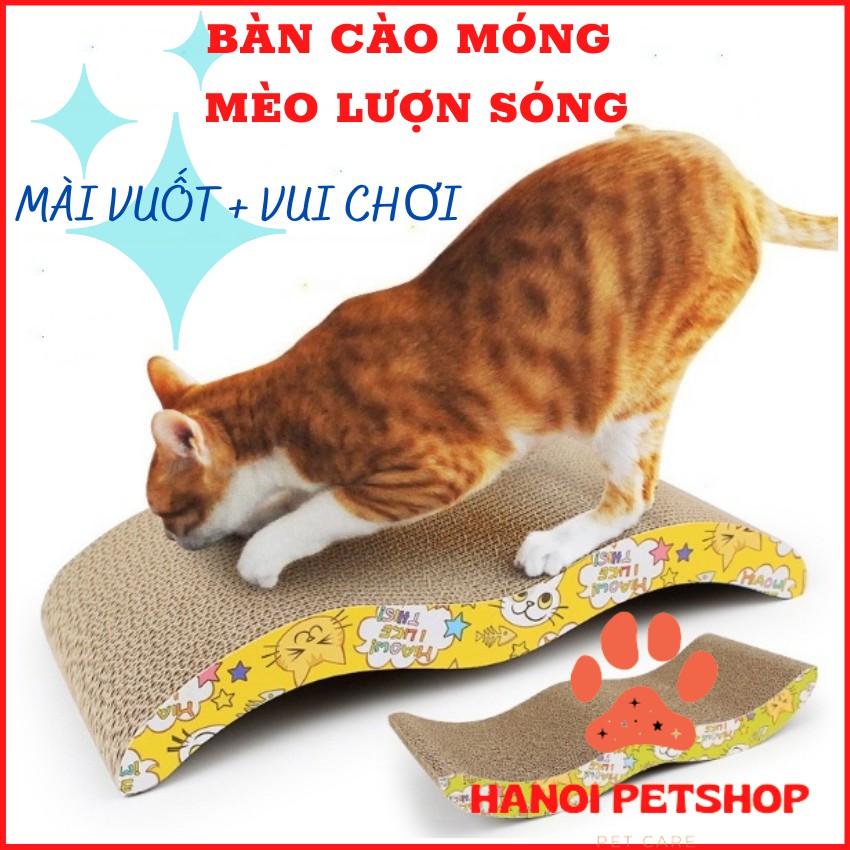 [BẢN TO] Bàn Cào Móng Cho Mèo - Bàn Cào Móng Lượn Sóng Giúp Mèo Mài Móng, Sạch Móng, Không Làm Xước Móng Mèo