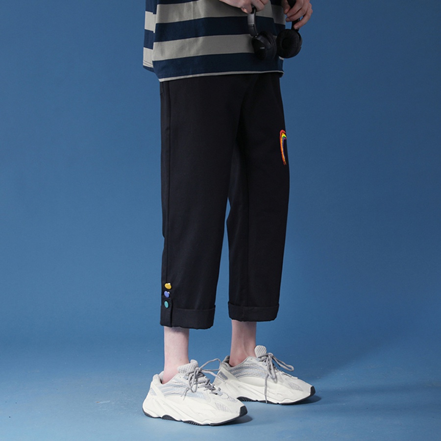 Quần Kaki Baggy Nam Nữ FKZ Unisex Ống Suông eo chun có dây rút in hình cầu vồng cực hot