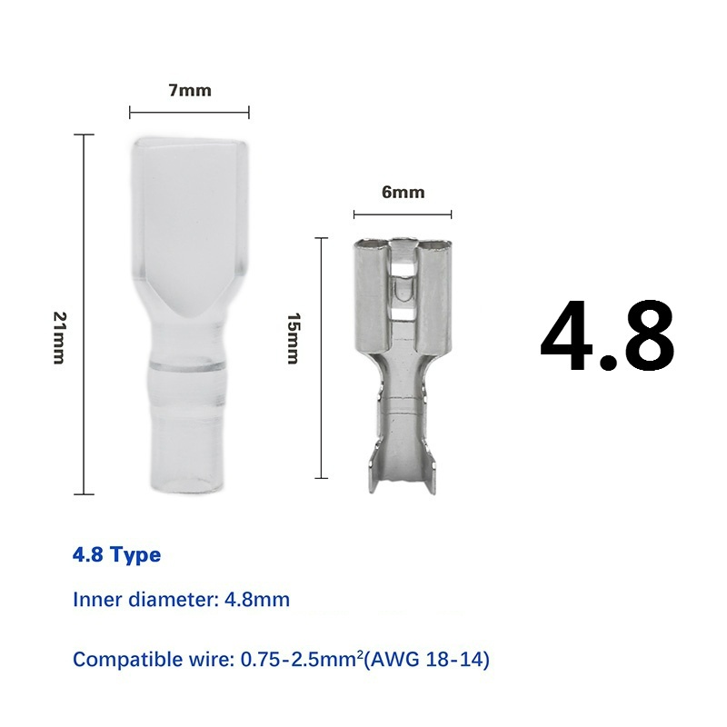 Bộ 50 Đầu Nối Dây 2.8/4.8/6.3mm Kèm 50 Đầu Nối Cái Ốp