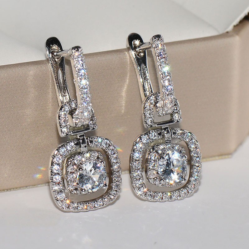 Women's Shiny Zircon Earrings Earrings Copper Plated Platinum Earrings Jewelry